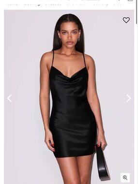 Worn Once 100% Silk Cowl Neck Slip Dress - Black